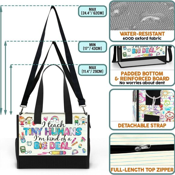 Large Waterproof Tote Bag with Pockets for Travel Work Grocery Women Gift - Picture 2 of 6